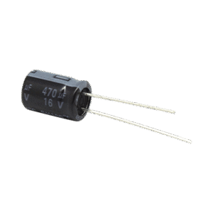 Capacitor Electrolítico de Aluminio, Radial de 470 µFd, 16 Vcc, 105 °C, 8.0 x 11 mm.