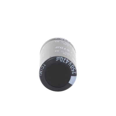 Capacitor Electrolítico de Aluminio, Radial de 470 µFd, 250 Vcc, 105 °C, 25 x 40 mm.