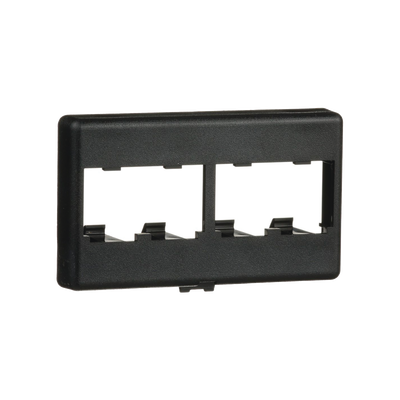Placa de Mobiliario Modular Estándar, Salidas Para 4 Puertos Mini-Com, Color Negro
