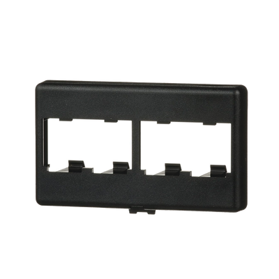 Placa de Mobiliario Modular Estándar, Salidas Para 4 Puertos Mini-Com, Color Negro