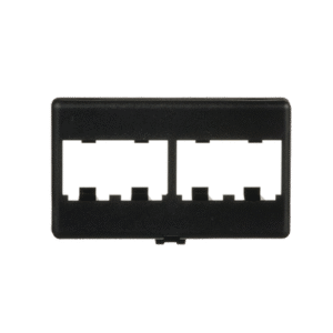 Placa de Mobiliario Modular Estándar, Salidas Para 4 Puertos Mini-Com, Color Negro