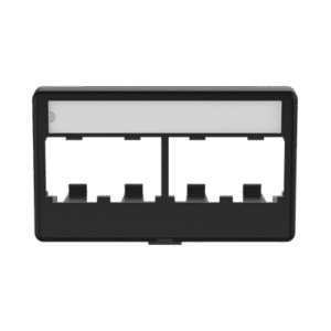 Placa de Mobiliario Modular Estándar, Salidas Para 4 Puertos Mini-Com, Con Espacio Para Etiquetas, Color Negro