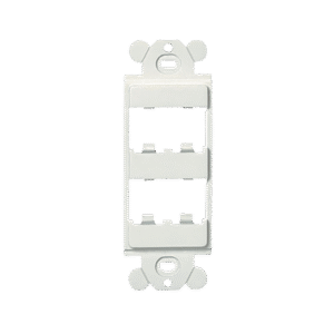 Marco de Módulo Dúplex, Para Placas Frontales Estándar GFCI, Acepta 4 Módulos Mini-Com, Color Blanco