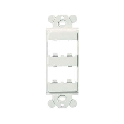 Marco de Módulo Dúplex, Para Placas Frontales Estándar GFCI, Acepta 4 Módulos Mini-Com, Color Blanco