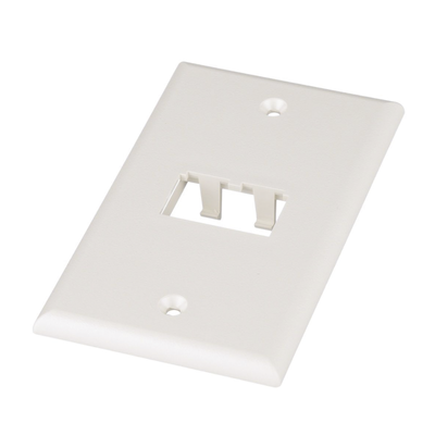 Placa de Pared Vertical Clásica, Salida Para 2 Puertos Mini-Com, Color Blanco Mate Placa de Pared Vertical Clásica, Salida Para 2 Puertos Mini-Com, Color Blanco Mate