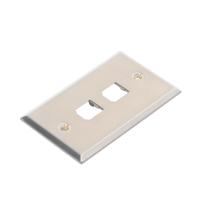 Placa de Pared Vertical, de Acero Inoxidable, Salida Para 2 Puertos Mini-Com Placa de Pared Vertical, de Acero Inoxidable, Salida Para 2 Puertos Mini-Com