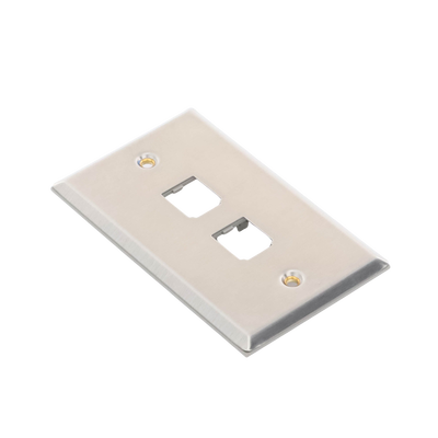 Placa de Pared Vertical, de Acero Inoxidable, Salida Para 2 Puertos Mini-Com Placa de Pared Vertical, de Acero Inoxidable, Salida Para 2 Puertos Mini-Com