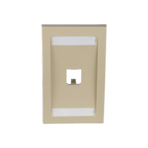 Placa de Pared Vertical Ejecutiva, Salida Para 1 Puerto Mini-Com, Con Espacios Para Etiquetas, Color Marfil