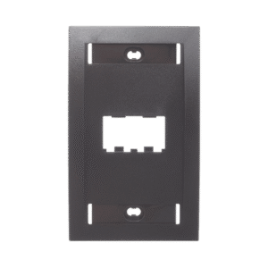 Placa de Pared Vertical Ejecutiva, Salida de 2 Puertos Mini-Com, Con Espacios Para Etiquetas, Color Negro