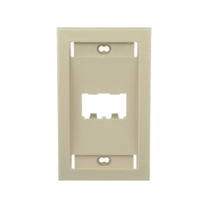 Placa de Pared Vertical Ejecutiva, Salida Para 2 Puertos Mini-Com, Con Espacios Para Etiquetas, Color Marfil