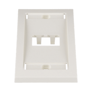 Placa de Pared Vertical Ejecutiva, Salida Para 2 Puertos Mini-Com, Con Espacios Para Etiquetas, Color Blanco Mate