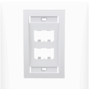 Placa de Pared Vertical Ejecutiva, Salida Para 4 Puertos Mini-Com, Con Espacios Para Etiquetas, Color Blanco