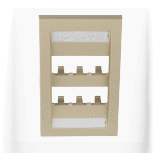 Placa de Pared Vertical Ejecutiva, Salida Para 6 Puertos Mini-Com, Con Espacios Para Etiquetas, Color Marfil