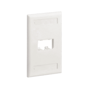 Placa de Pared Vertical Clásica, Salida Para 2 Puertos Mini-Com, Con Espacios Para Etiquetas, Color Blanco Mate