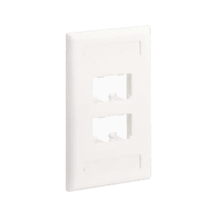 Placa de Pared Vertical Clásica, Salida Para 4 Puertos Mini-Com, Con Espacios Para Etiquetas, Color Blanco Mate