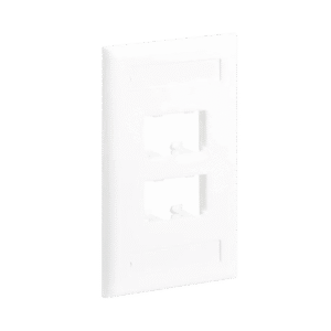 Placa de Pared Vertical Clásica, Salida Para 4 Puertos Mini-Com, Con Espacios Para Etiquetas, Color Blanco