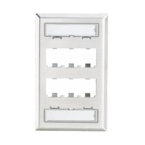 Placa de Pared Vertical, de Acero Inoxidable, Salida Para 6 Puertos Mini-Com, Con Espacios Para Etiquetas