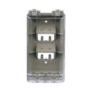 Placa de Pared Vertical, Resistente al Agua con Protección IP56, Acepta 4 Módulos Mini-Com, Color Gris