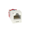 Conector Jack RJ45 Estilo T, Mini-Com, Categoría 5e, de 8 posiciones y 8 cables, Color Blanco Mate