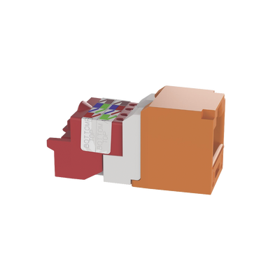 Conector Jack RJ45 Estilo T, Mini-Com, Categoría 5e, de 8 posiciones y 8 cables, Color Naranja