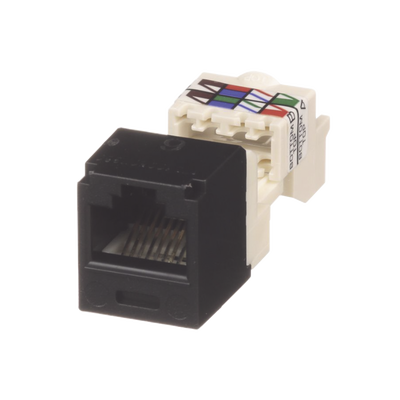 Conector Jack RJ45 Estilo TP, Mini-Com, Categoría 6, de 8 posiciones y 8 cables, Color Negro