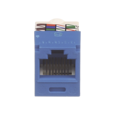 Conector Jack RJ45 Estilo TP, Mini-Com, Categoría 6, de 8 posiciones y 8 cables, Color Azul Conector Jack RJ45 Estilo TP, Mini-Com, Categoría 6, de 8 posiciones y 8 cables, Color Azul