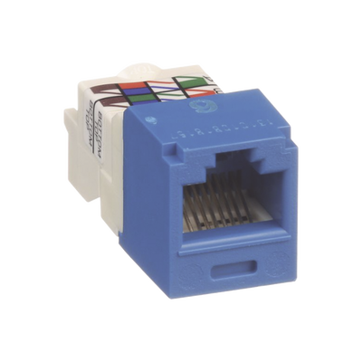 Conector Jack RJ45 Estilo TP, Mini-Com, Categoría 6, de 8 posiciones y 8 cables, Color Azul Conector Jack RJ45 Estilo TP, Mini-Com, Categoría 6, de 8 posiciones y 8 cables, Color Azul