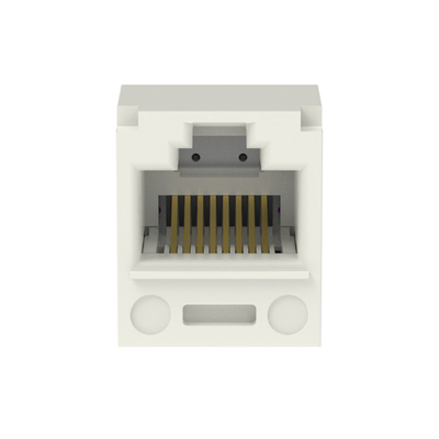 Conector Jack RJ45 Estilo TP, Mini-Com, Categoría 6, de 8 posiciones y 8 cables, Color Blanco Mate Conector Jack RJ45 Estilo TP, Mini-Com, Categoría 6, de 8 posiciones y 8 cables, Color Blanco Mate