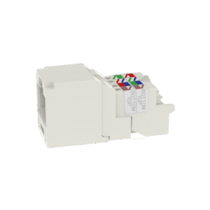 Conector Jack RJ45 Estilo TP, Mini-Com, Categoría 6, de 8 posiciones y 8 cables, Color Blanco Mate Conector Jack RJ45 Estilo TP, Mini-Com, Categoría 6, de 8 posiciones y 8 cables, Color Blanco Mate