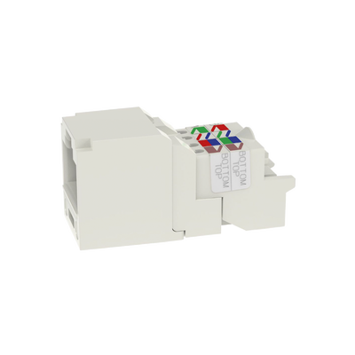 Conector Jack RJ45 Estilo TP, Mini-Com, Categoría 6, de 8 posiciones y 8 cables, Color Blanco Mate Conector Jack RJ45 Estilo TP, Mini-Com, Categoría 6, de 8 posiciones y 8 cables, Color Blanco Mate