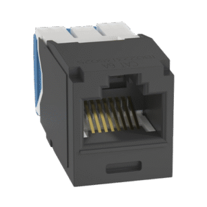 Conector Jack RJ45 Estilo TG, Mini-Com, Categoría 6A, de 8 posiciones y 8 cables, Color Negro Conector Jack RJ45 Estilo TG, Mini-Com, Categoría 6A, de 8 posiciones y 8 cables, Color Negro