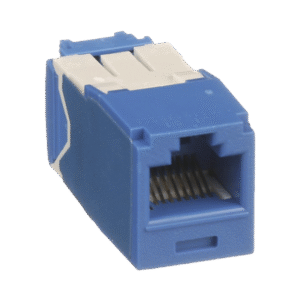 Conector Jack RJ45 Estilo TG, Mini-Com, Categoría 6A, de 8 posiciones y 8 cables, Color Azul Conector Jack RJ45 Estilo TG, Mini-Com, Categoría 6A, de 8 posiciones y 8 cables, Color Azul