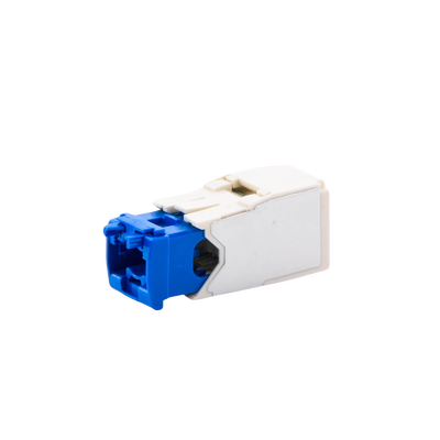 Conector Jack RJ45 Estilo TG, Mini-Com, Categoría 6A, de 8 posiciones y 8 cables, Color Blanco Mate