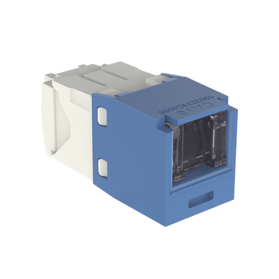 Conector Jack RJ45 Estilo TG con Ventana, Mini-Com, Categoría 6, de 8 posiciones y 8 cables, Color Azul