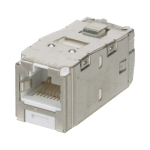 Conector Jack RJ45 Blindado, Estilo TG, Mini-Com, Categoría 6A, de 8 posiciones y 8 cables, Color Blanco Conector Jack RJ45 Blindado, Estilo TG, Mini-Com, Categoría 6A, de 8 posiciones y 8 cables, Color Blanco