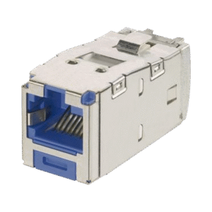 Conector Jack RJ45 Blindado, Llaveado Azul, Estilo TG, Mini-Com, Categoría 6A, de 8 posiciones y 8 cables, Color Azul Conector Jack RJ45 Blindado, Llaveado Azul, Estilo TG, Mini-Com, Categoría 6A, de 8 posiciones y 8 cables, Color Azul