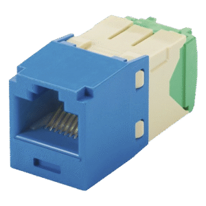Conector Jack RJ45 Estilo TG, Mini-Com, Categoría 6, de 8 posiciones y 8 cables de Calibre 28/30 AWG, Color Azul Conector Jack RJ45 Estilo TG, Mini-Com, Categoría 6, de 8 posiciones y 8 cables de Calibre 28/30 AWG, Color Azul