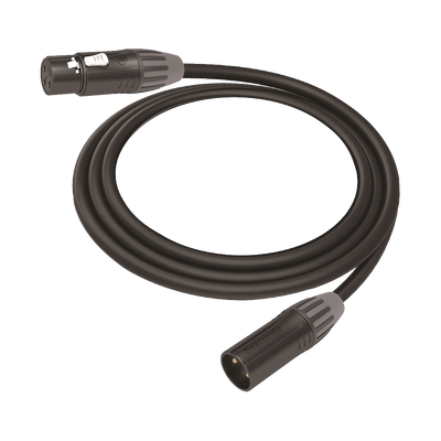 Cable XLR | 3 polos | Conector Hembra-Macho | Serie M | Carcasa Negra | Contactos Dorados | Ideal para Microfonía | Longitud 10m