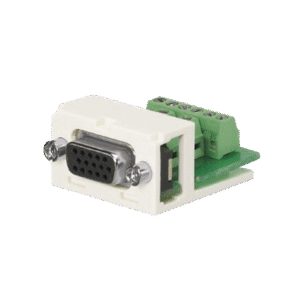 Conector sub-D de 15 Pines Tipo Atornillable, Uso en 2 Puertos Mini-Com, Color Blanco Mate Conector sub-D de 15 Pines Tipo Atornillable, Uso en 2 Puertos Mini-Com, Color Blanco Mate