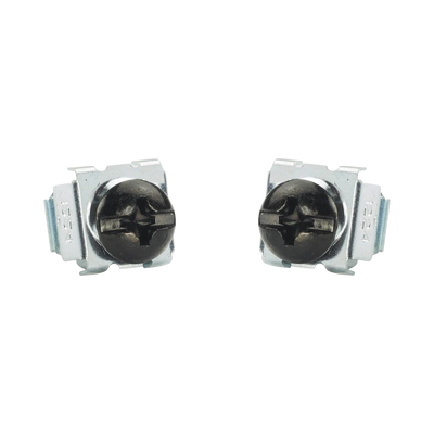 Kit de 100 Tornillos y 100 Tuercas Enjauladas #12-24, Para Uso en Gabinetes o Racks con Rieles con Orificios Cuadrado Kit de 100 Tornillos y 100 Tuercas Enjauladas #12-24, Para Uso en Gabinetes o Racks con Rieles con Orificios Cuadrado