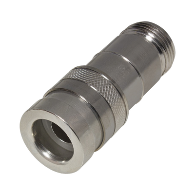Conector N Hembra de Compresión, en Línea para LMR-400, CNT-400, RG-8/U, Plata/ Oro/ Teflón.