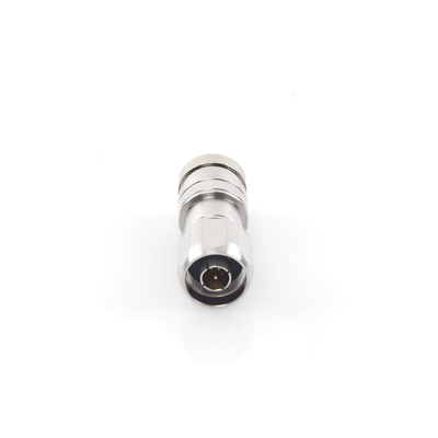Conector N Macho de Compresion, en linea para LMR-400, CNT-400, RG-8/U, RF-400, Plata/Oro/Teflón.