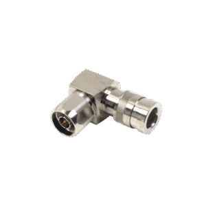 Conector N Macho de Compresion, Angulo Recto para LMR-400, CNT-400, Bronce-Blanco /Oro /Teflón.