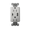 Contacto Dúplex con puertos USB Tipo A y C, 15 A, 100 - 240 V, USB 5 V, Incluye la Placa. Contacto Dúplex con puertos USB Tipo A y C, 15 A, 100 - 240 V, USB 5 V, Incluye la Placa.
