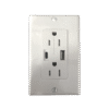 Contacto Dúplex con puertos USB Tipo A y C, 15 A, 100 - 240 V, USB 5 V, Incluye la Placa. Contacto Dúplex con puertos USB Tipo A y C, 15 A, 100 - 240 V, USB 5 V, Incluye la Placa.