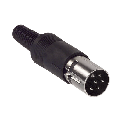 Conector Mini-DIN, Plug Circular de 6 Posiciones, Pin Machos, para Cable.