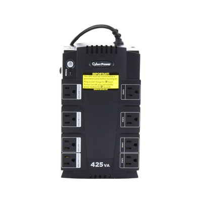UPS de 425 VA/255 W, Topología Standby, Entrada 120 Vca NEMA 5-15P, Tipo Gabinete Compacto, Con 8 Tomas NEMA 5-15R