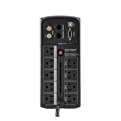 UPS de 850 VA/510 W, Topología Línea Interactiva, Entrada 120 Vca NEMA 5-15P, Tipo Mini Torre, Con 9 Tomas NEMA 5-15R UPS de 850 VA/510 W, Topología Línea Interactiva, Entrada 120 Vca NEMA 5-15P, Tipo Mini Torre, Con 9 Tomas NEMA 5-15R