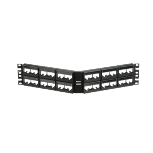 Panel de Parcheo Modular Mini-Com (Sin Conectores), Angulado, Sin Blindaje, Con Etiqueta y Cubierta, de 48 puertos, 2UR