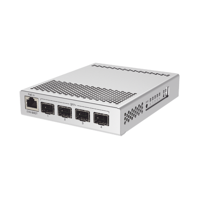 (CRS305-1G-4S+IN) Switch administrable Sistema Operativo Dual, puerto 1G Rj45, 4 puertos 10G SFP+ para Escritorio